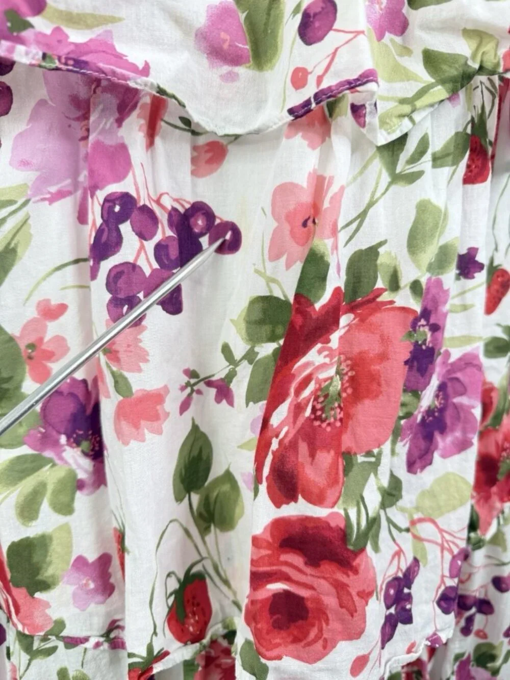 Abercrombie & Fitch Strawberry Floral Maxi Dress Large Tall Tie Back Romantic